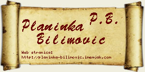 Planinka Bilimović vizit kartica